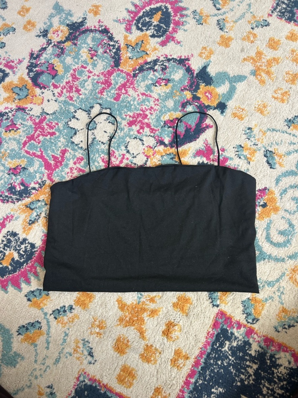 SHEIN Black Spaghetti Strap Bandeau Crop Top